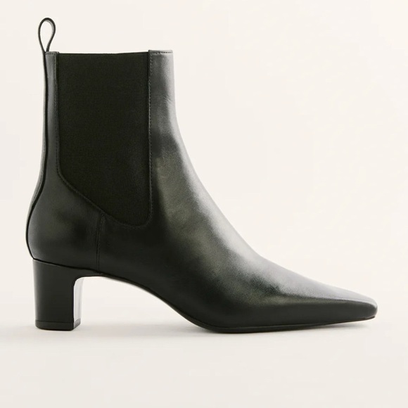 New Reformation Romina Ankle Boot Heeled Black Leather 9.5 - Picture 1 of 13